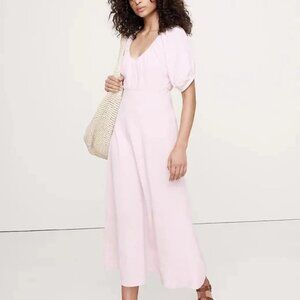 Banana Republic Viscose/Linen "Dupioni" Pink Long Midi Dress